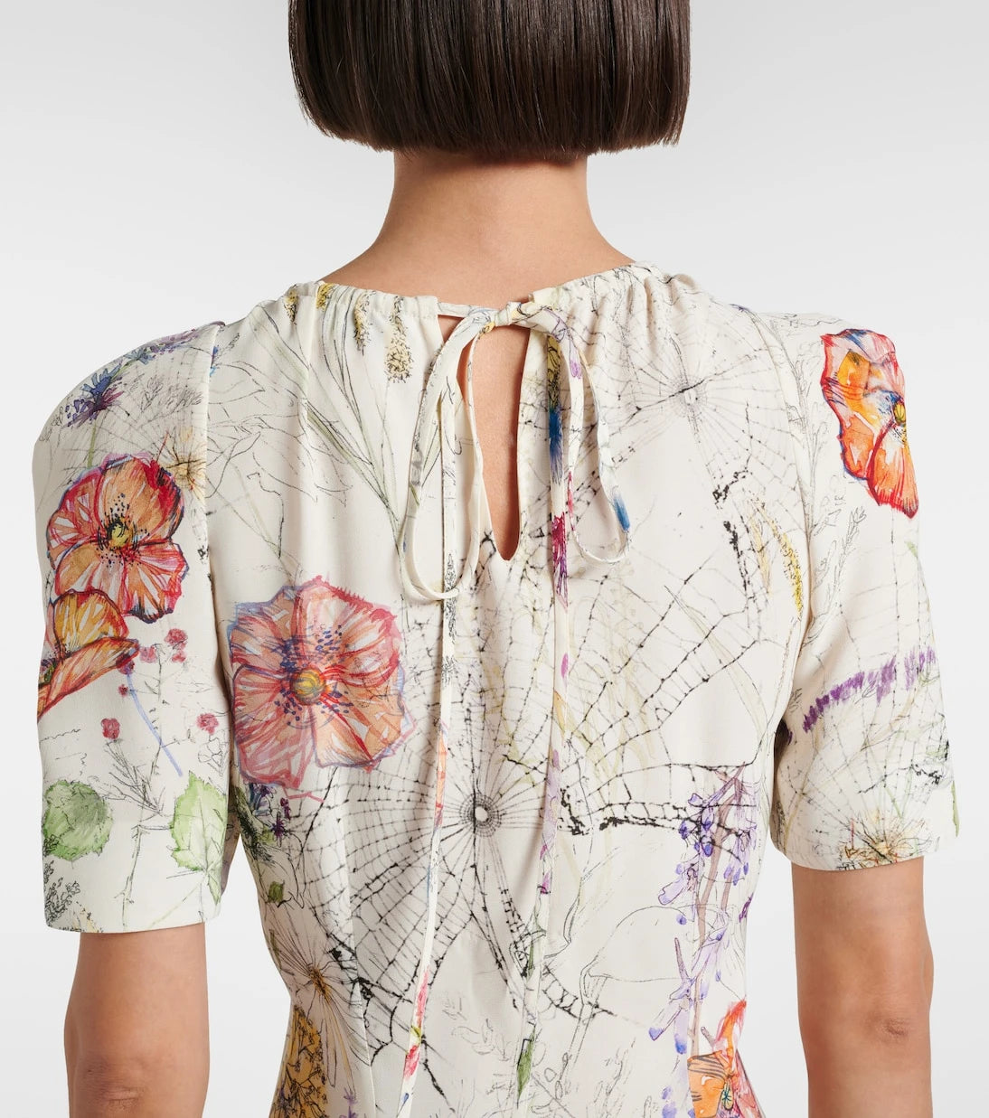 McQueen - Meadow floral asymmetric midi dress