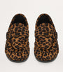 Saint Laurent Nude Leather Leopard Loafers