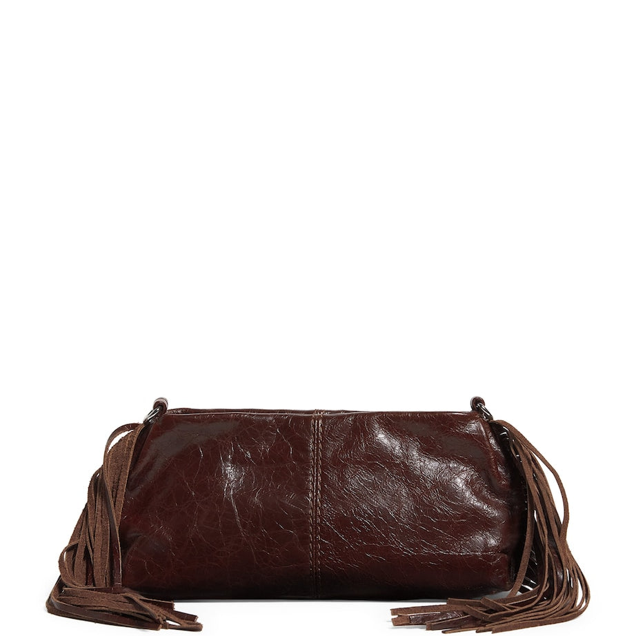 Maje Brown Leather Miss M Clutch Bag