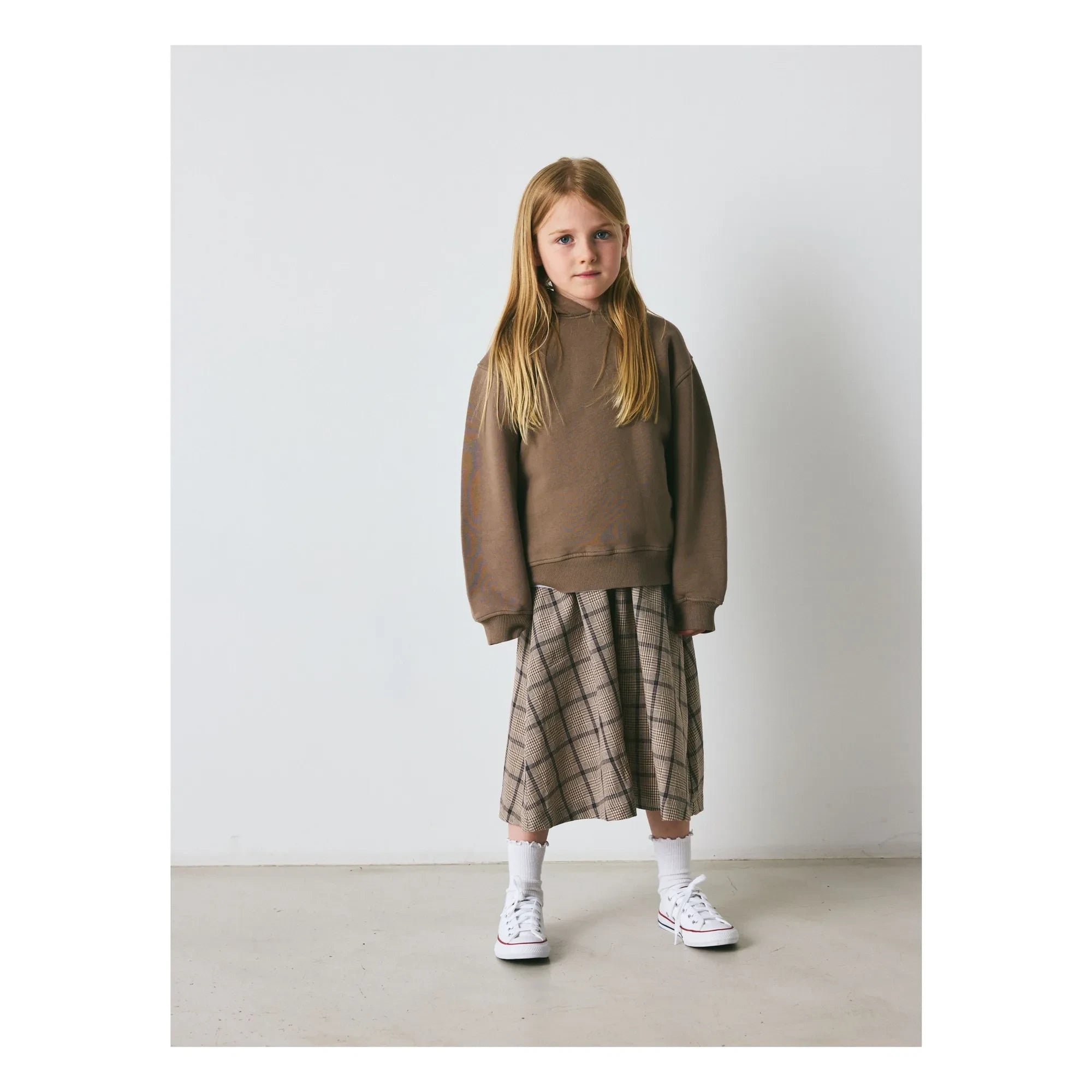brunobruno nation - Gertrud skirt Linen and organic cotton checks | Brown