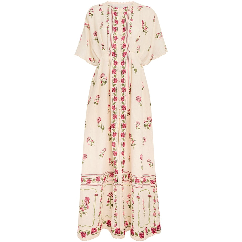 Multi Linen Floral Maxi Kaftan