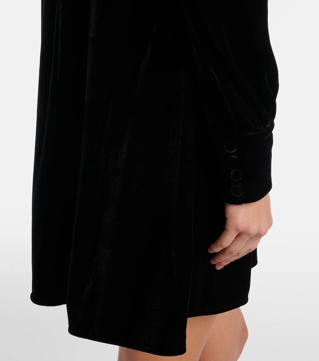 Ganni - Lace-trimmed velvet minidress