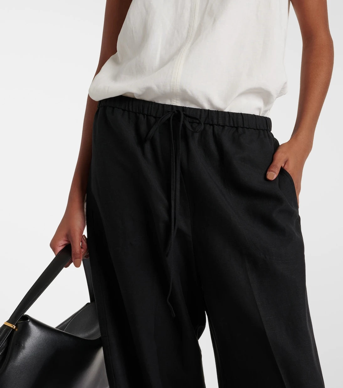 Toteme - Lyocell and linen wide-leg pants