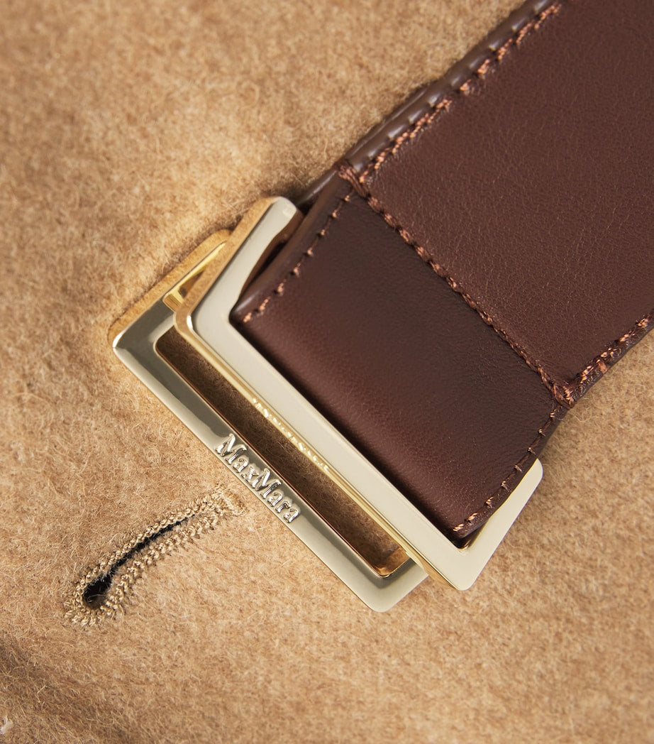 Beige Camel Hair Belted Cape