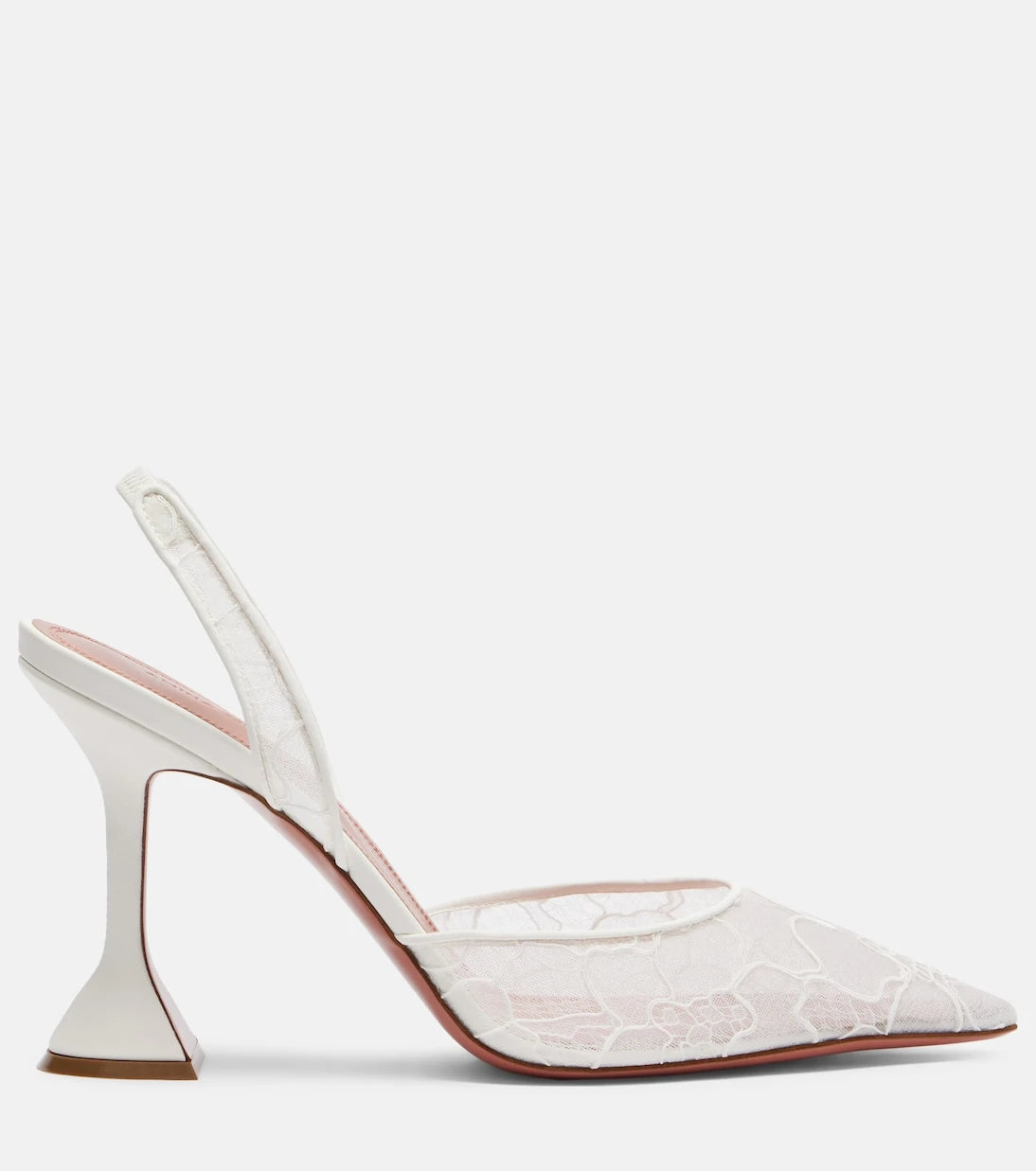 Amina Muaddi - Holli leather-trimmed lace slingback pumps