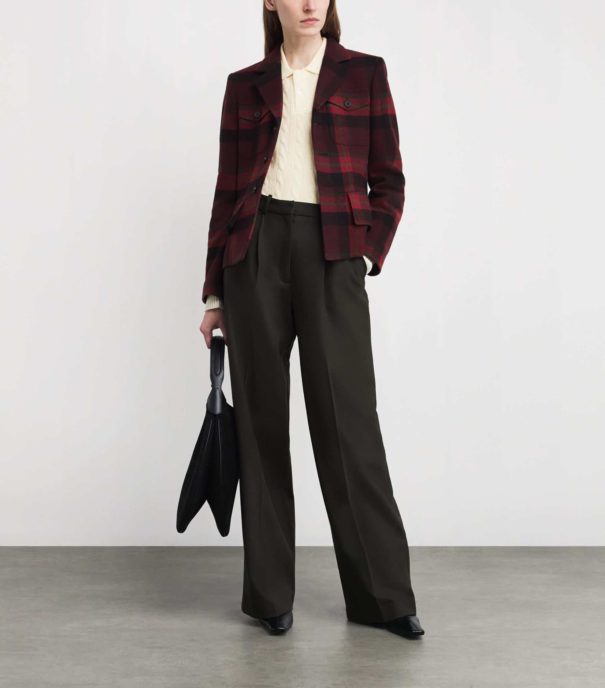 Ivory Wool-Cashmere Cable-Knit Polo Sweater