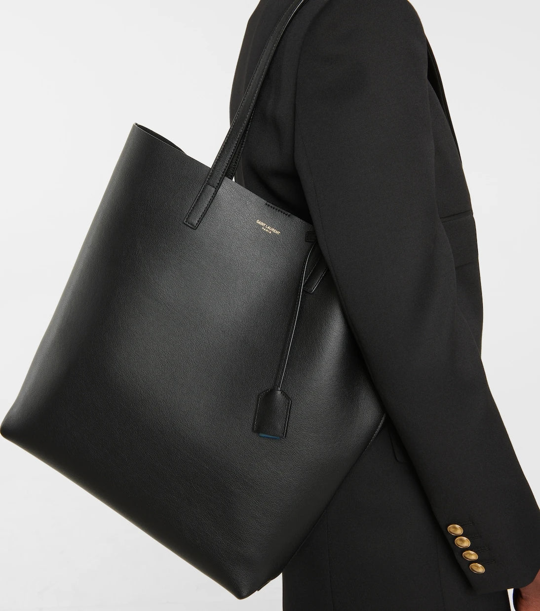 Saint Laurent - Shopping N/S leather tote bag
