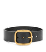 Black Leather Rounded-Rectangle Belt
