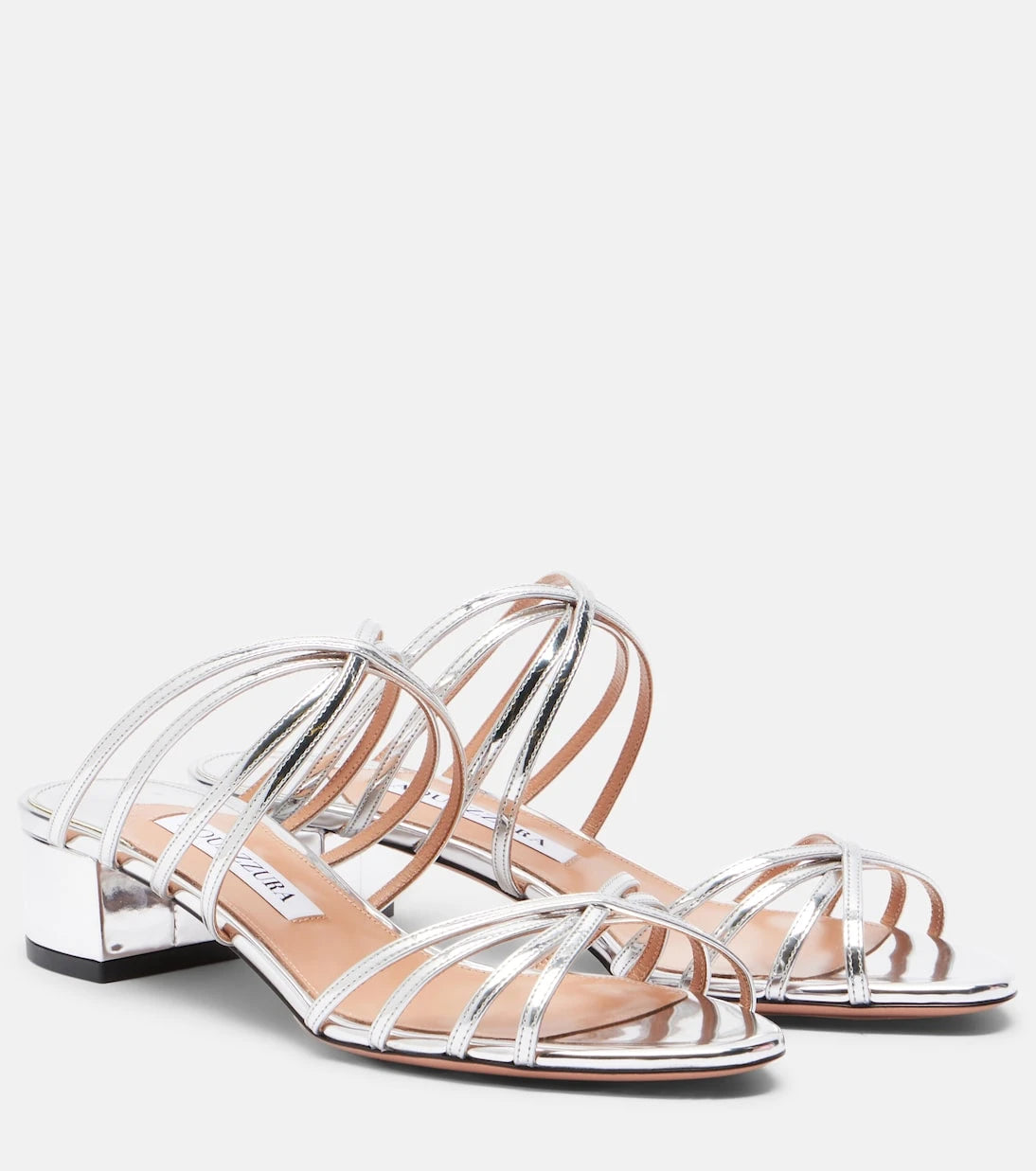 Aquazzura - Tell Me mirrored leather mules