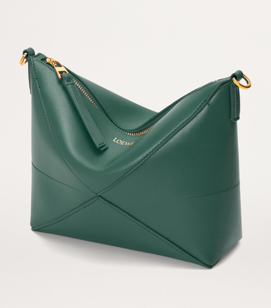 LOEWE Green Leather Puzzle Pouch Bag
