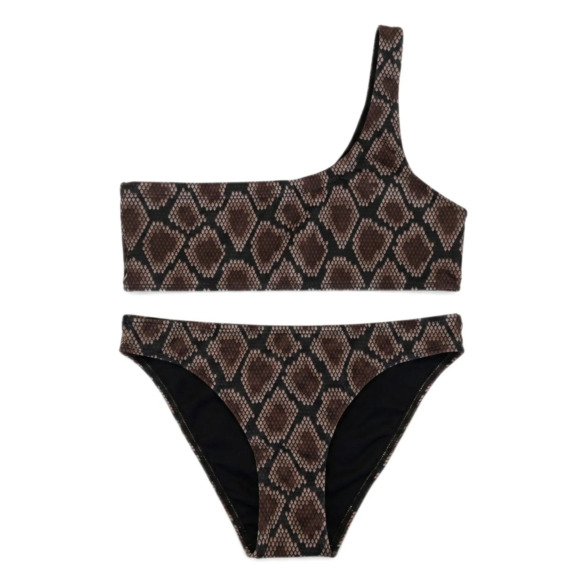 Finger in the nose - Bayle Python Asymmetric Swimsuit | Brown