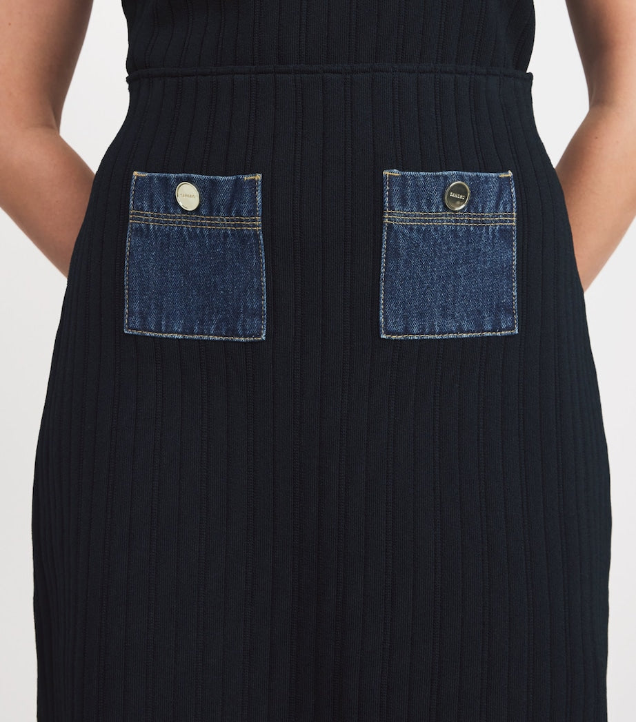 Blue Knitted Mini Skirt