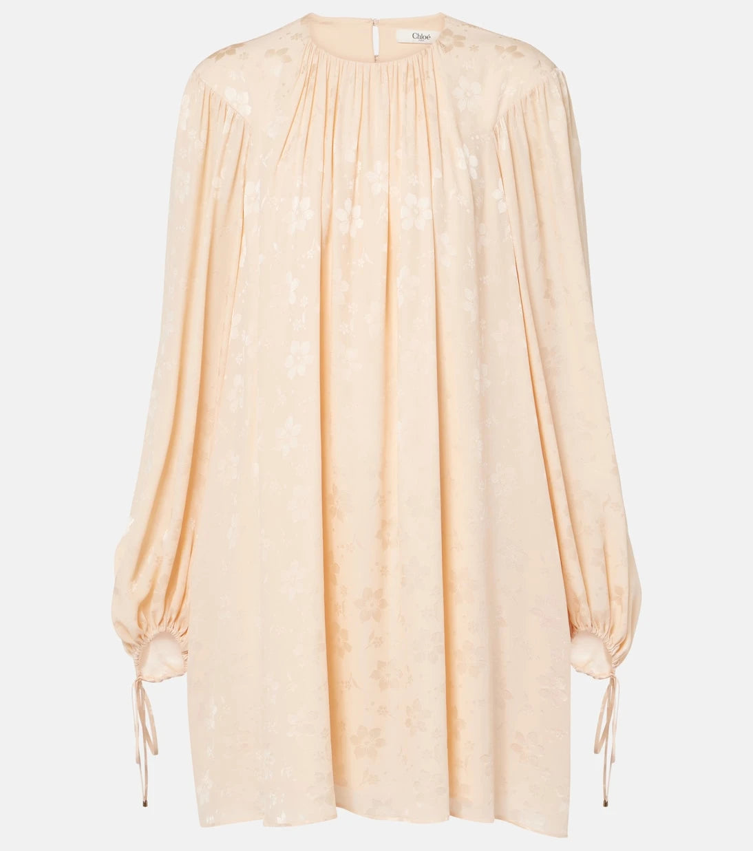 Chloé - Gathered floral silk jacquard minidress