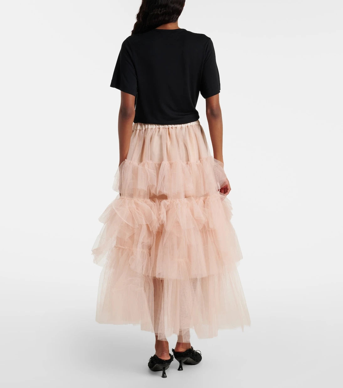 Simone Rocha - تنورة متوسطة الطول من التول المكشكش