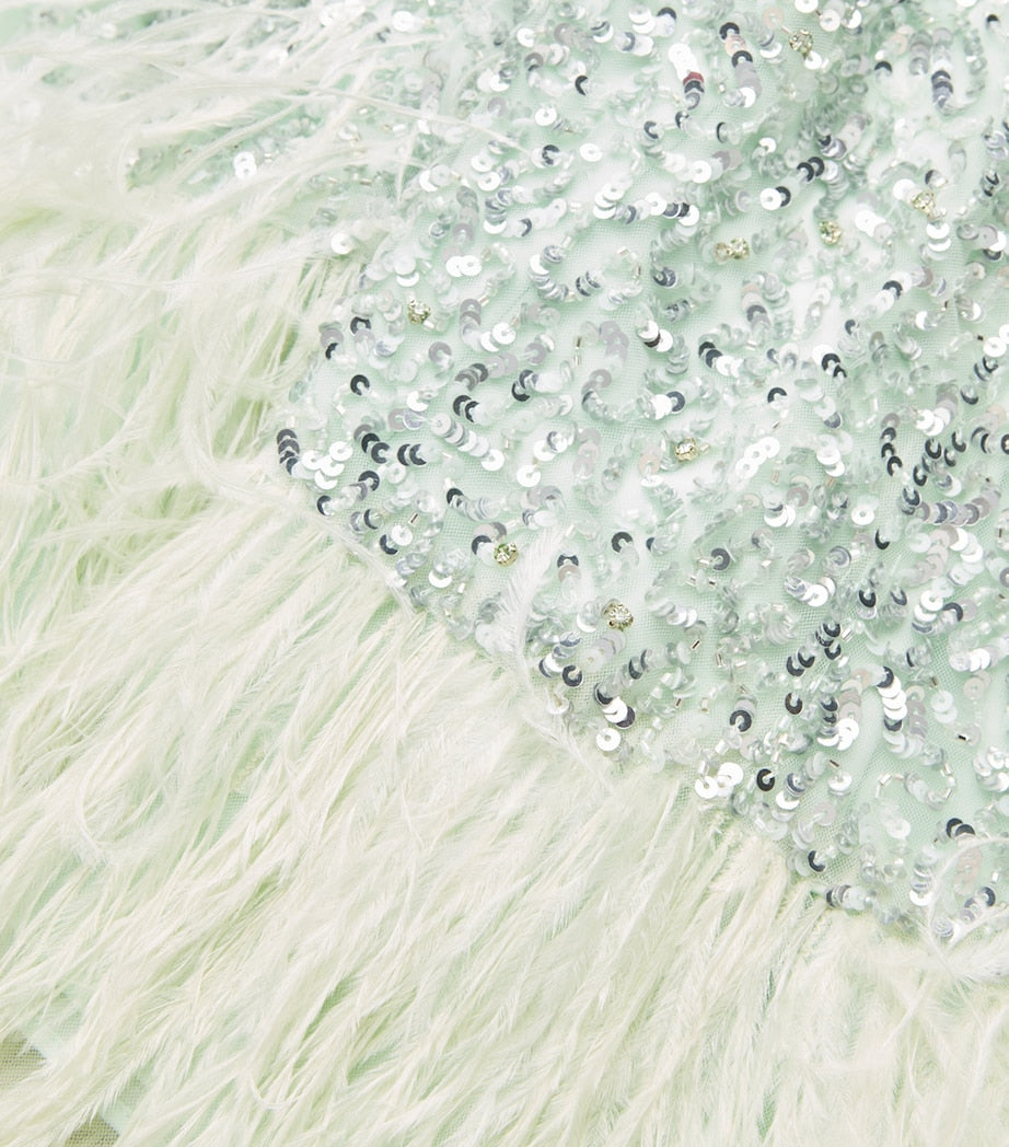 Alice+Olivia Green Embellished Erna Mini Dress