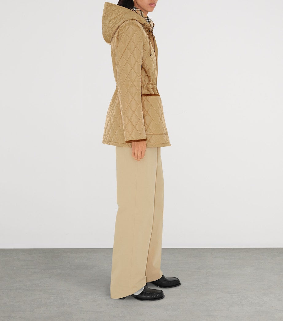 Beige Water-Resistant Quilted Parka