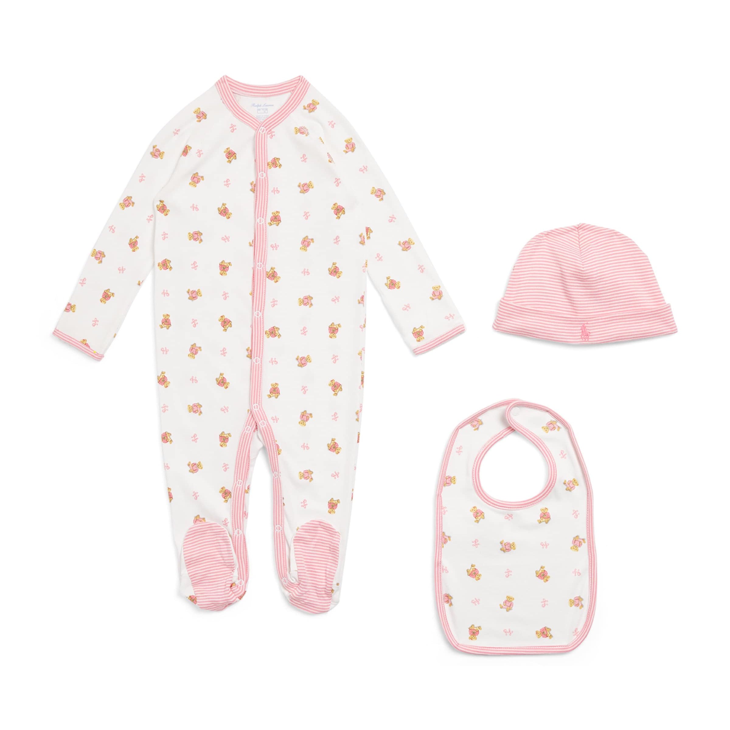 Ralph Lauren Kids Cotton All-In-One, Hat and Bib Set (3-9 Months)