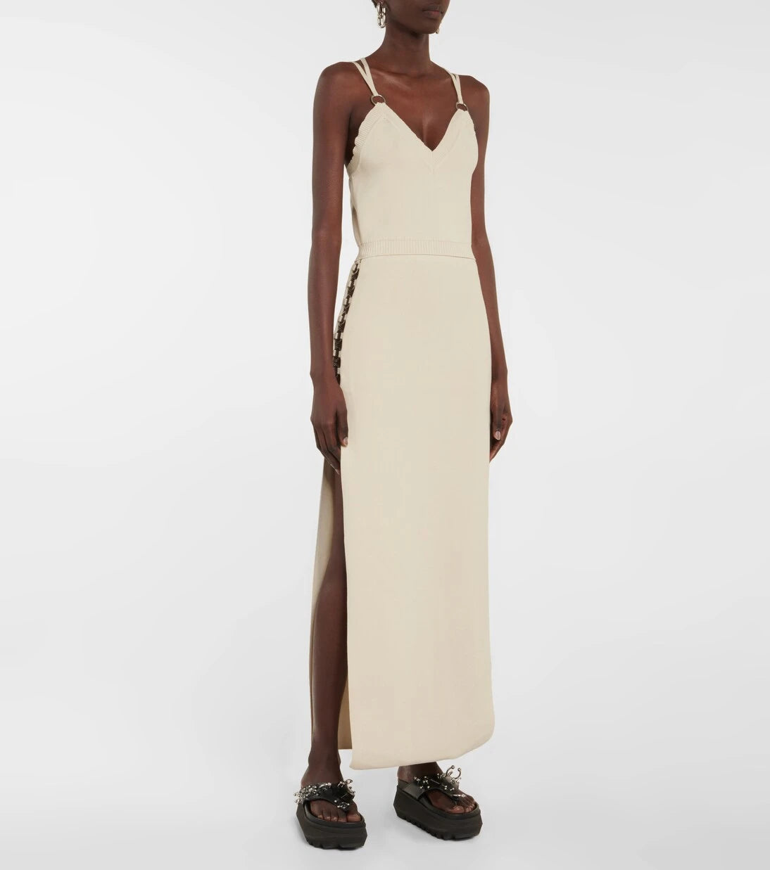 Rabanne - Embellished knit midi dress