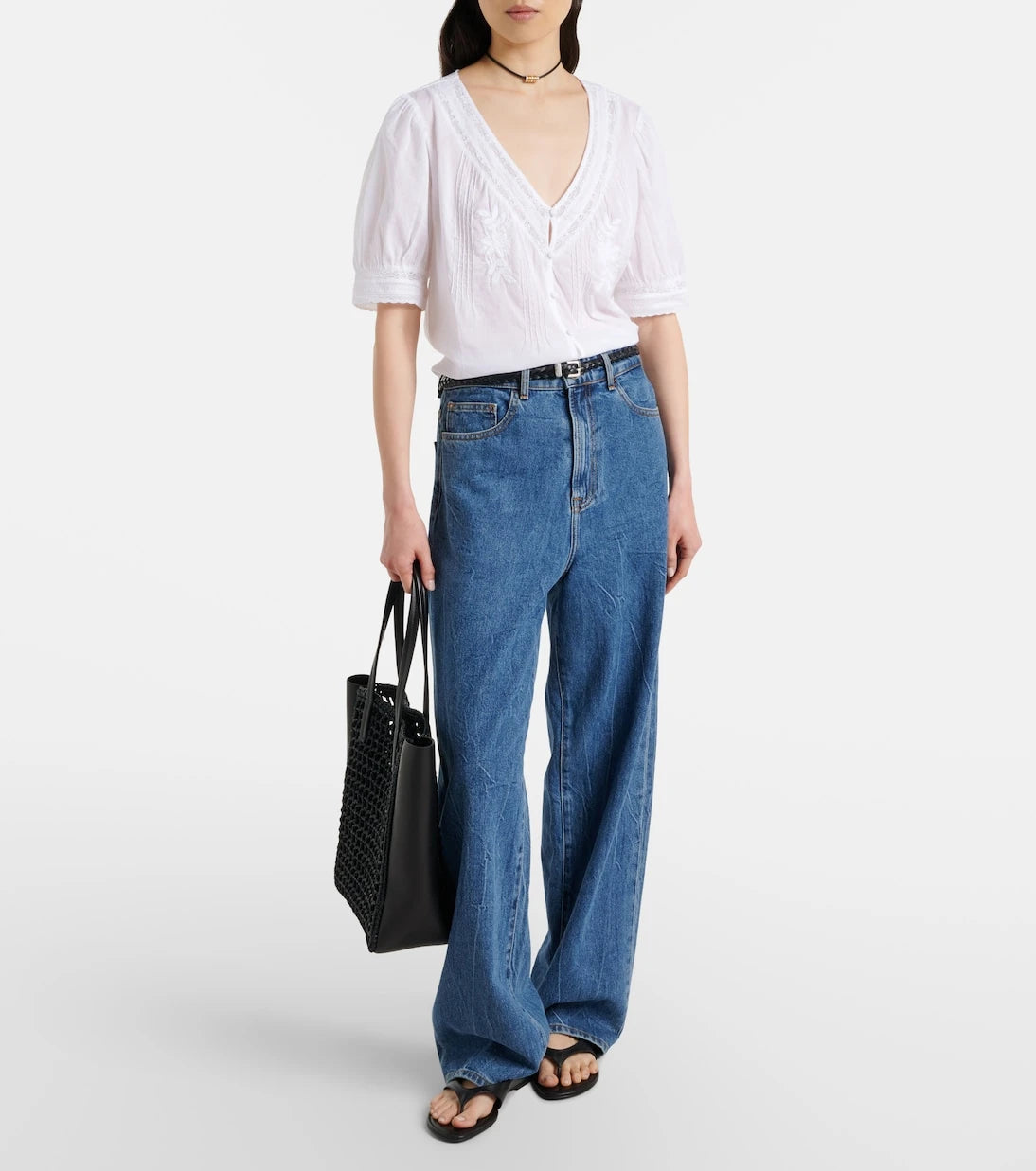 Velvet - Mavis lace-trimmed cotton blouse