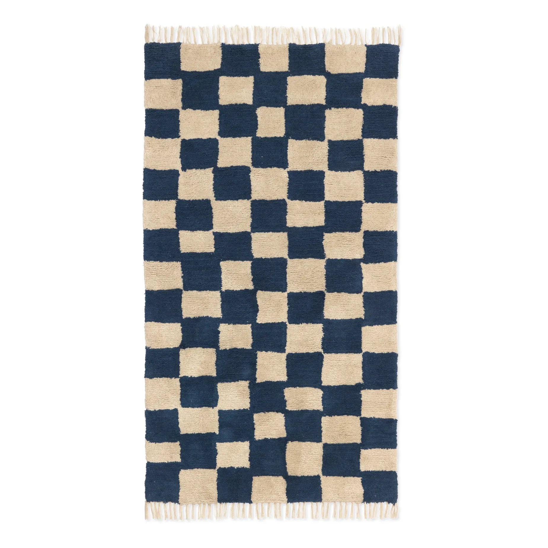 Ferm Living Kids - Mara checkerboard carpet  | Blue