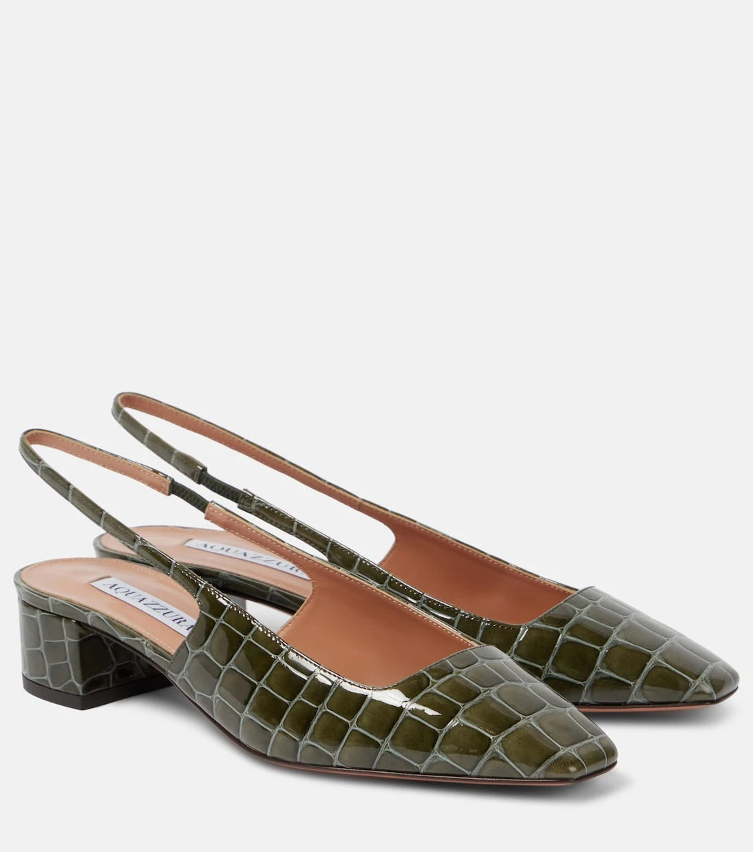 Aquazzura - Ginza 35 croc-effect leather slingback pumps