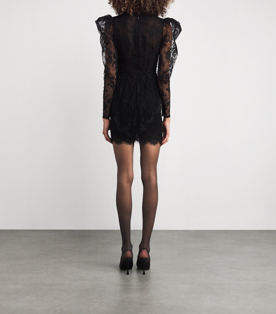 Lace Bow-Detail Mini Dress