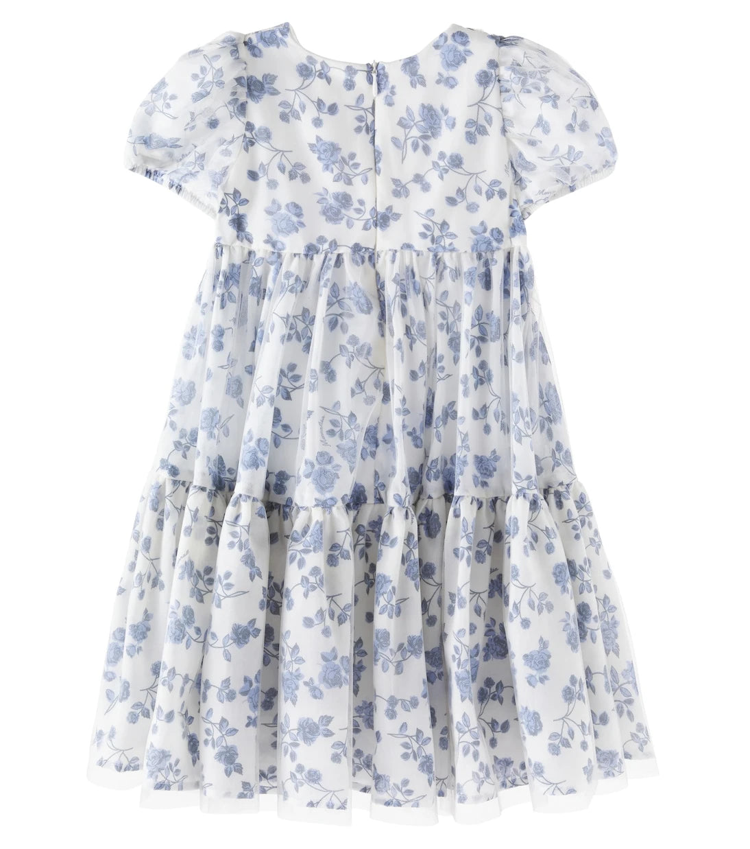 Monnalisa - Floral embroidered mesh dress