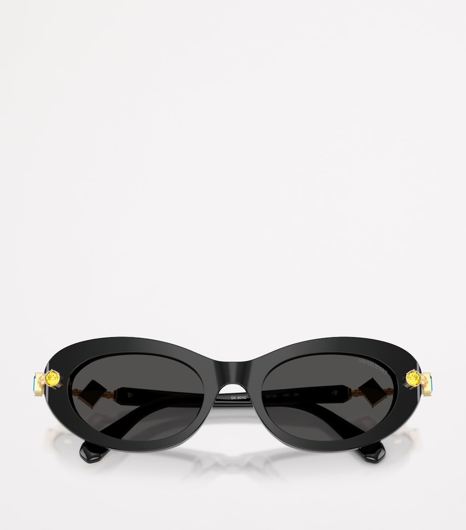 Swarovski Black Acetate Oval SK6042 Sunglasses 100187