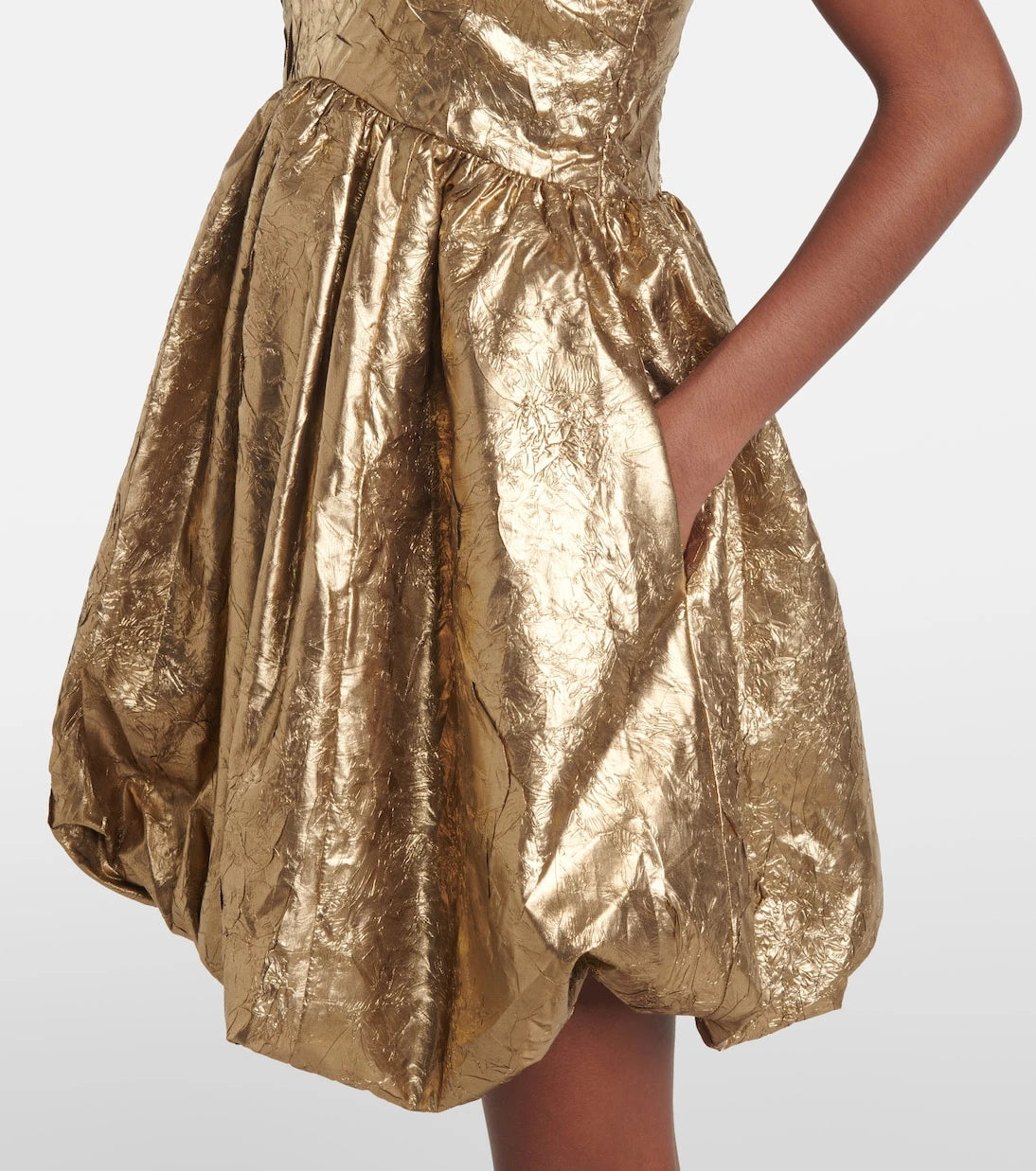 Ganni - Bow-detail metallic balloon minidress