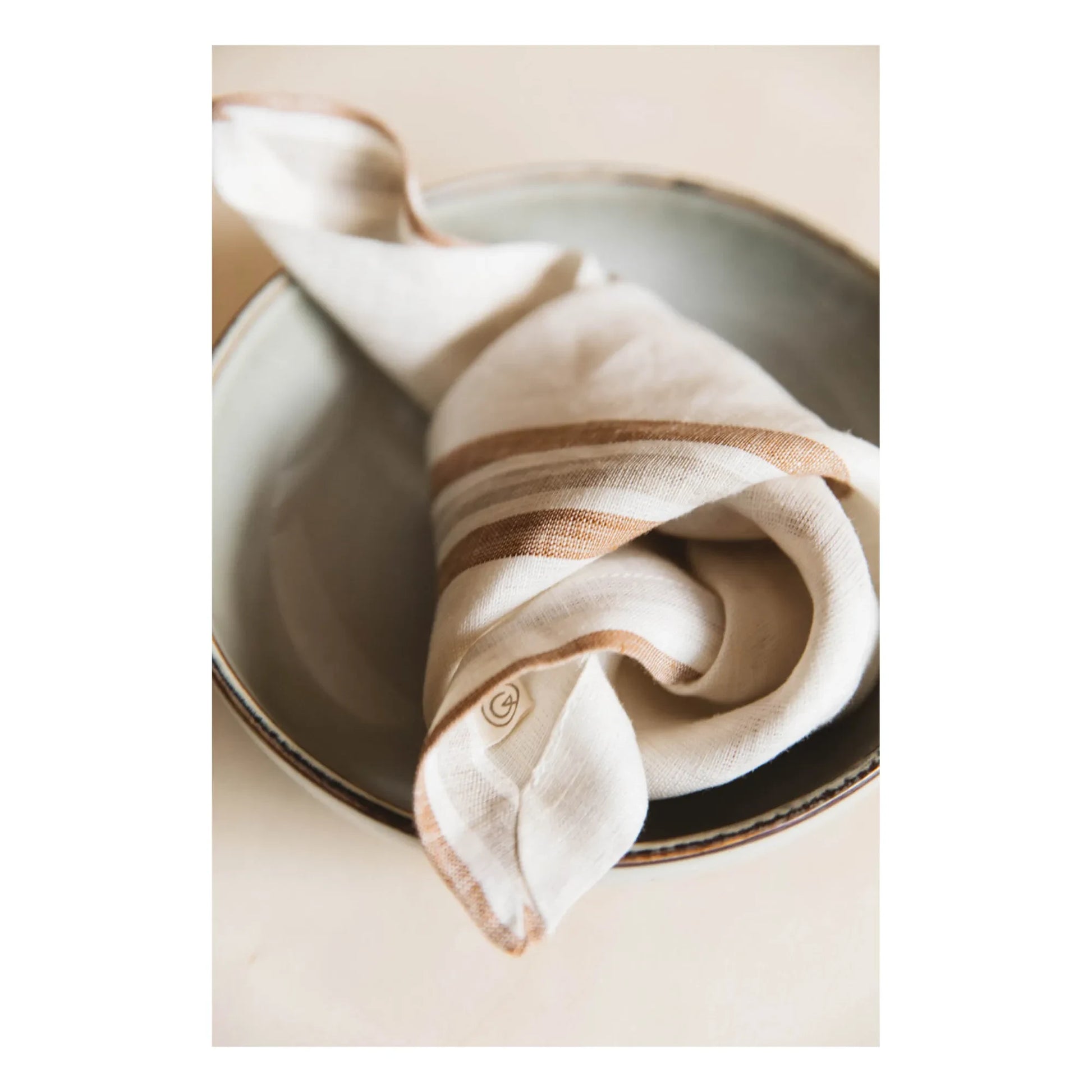 Gabrielle Paris - Striped Washed Linen Napkins | Coffee