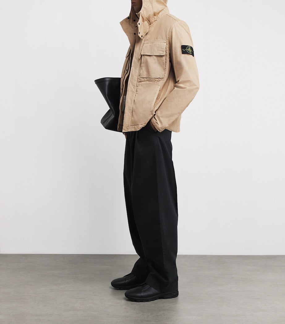 Stone Island Beige Organic Cotton Canvas Hooded Parka