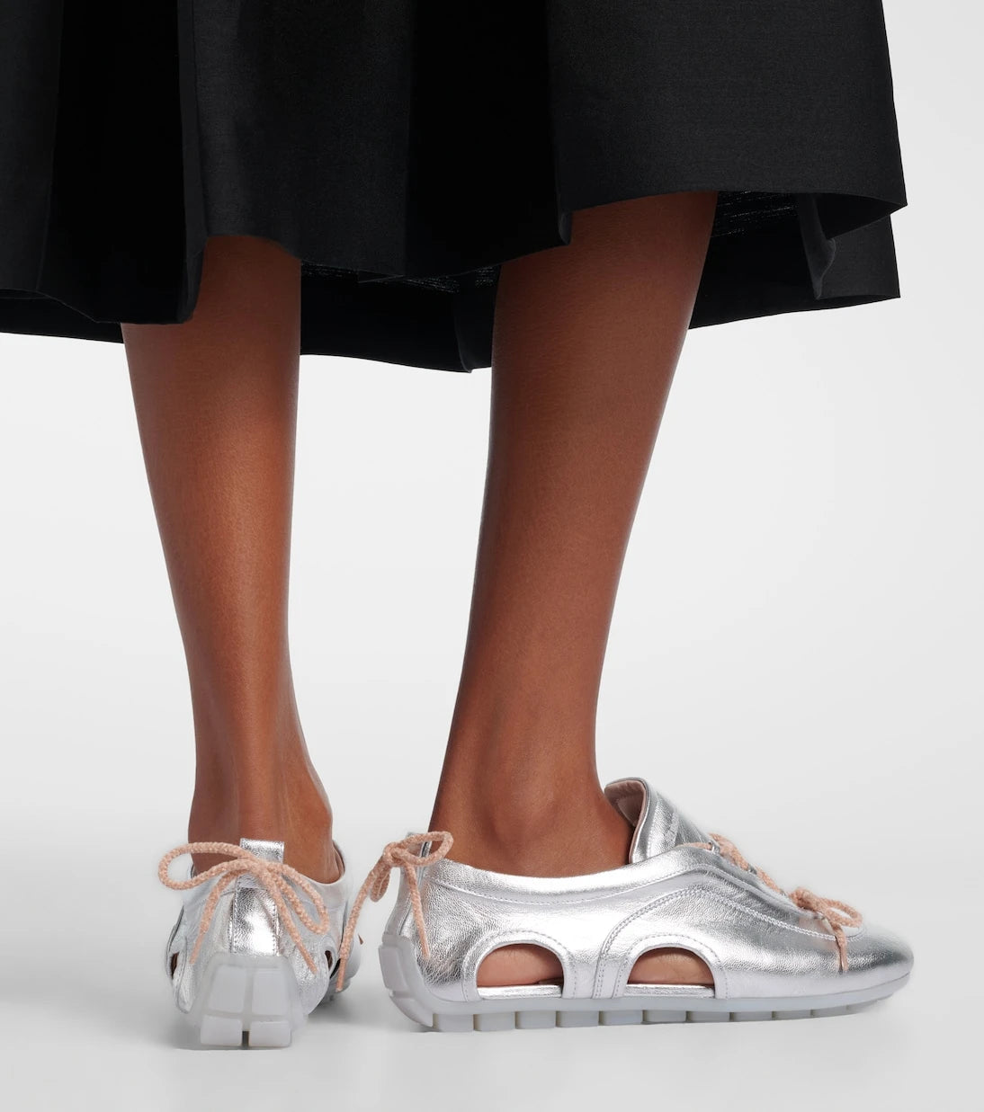 Simone Rocha - Cutout metallic leather sneakers