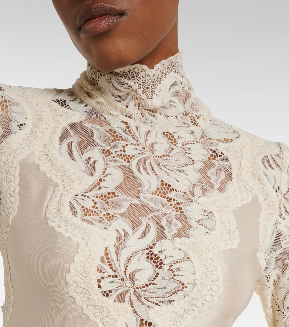 Rabanne - Lace and satin maxi dress