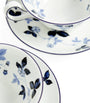 Set of 2 Wild Strawberry Inky Blue Teacups and Saucers