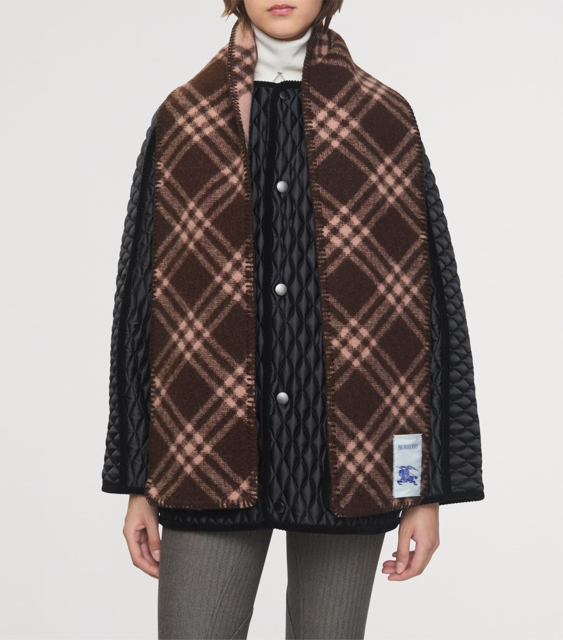 Brown Wool Check Scarf