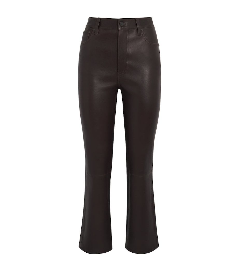 FRAME Black The Leather Reboot Crop Trousers
