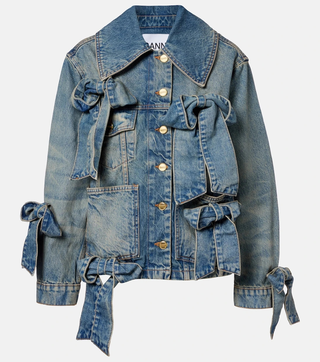 Ganni - Bow-detail denim jacket