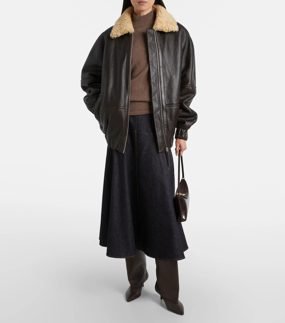Jacquemus - Bombardier shearling-trimmed leather bomber jacket