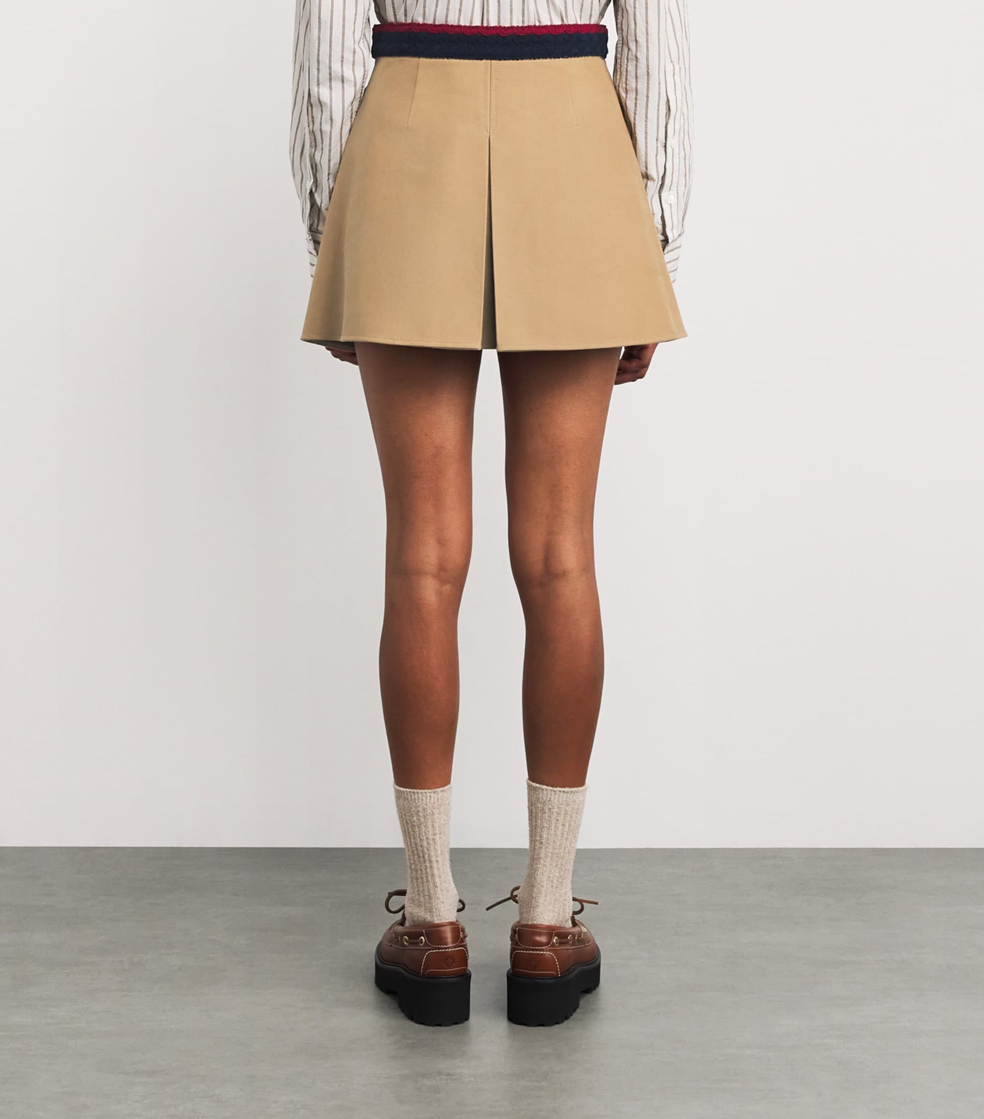 Stretch-Cotton Pleated Mini Skirt