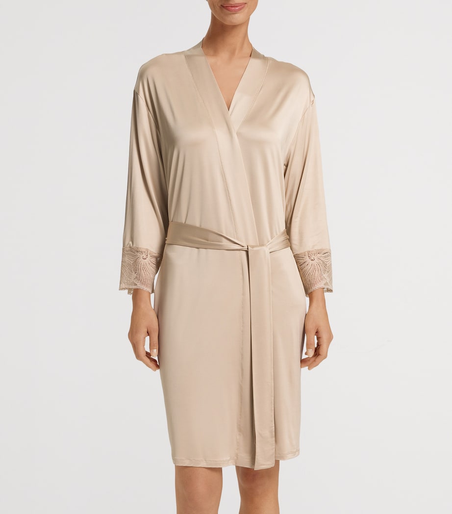 Hanro Satin Lace-Trim Lilith Robe