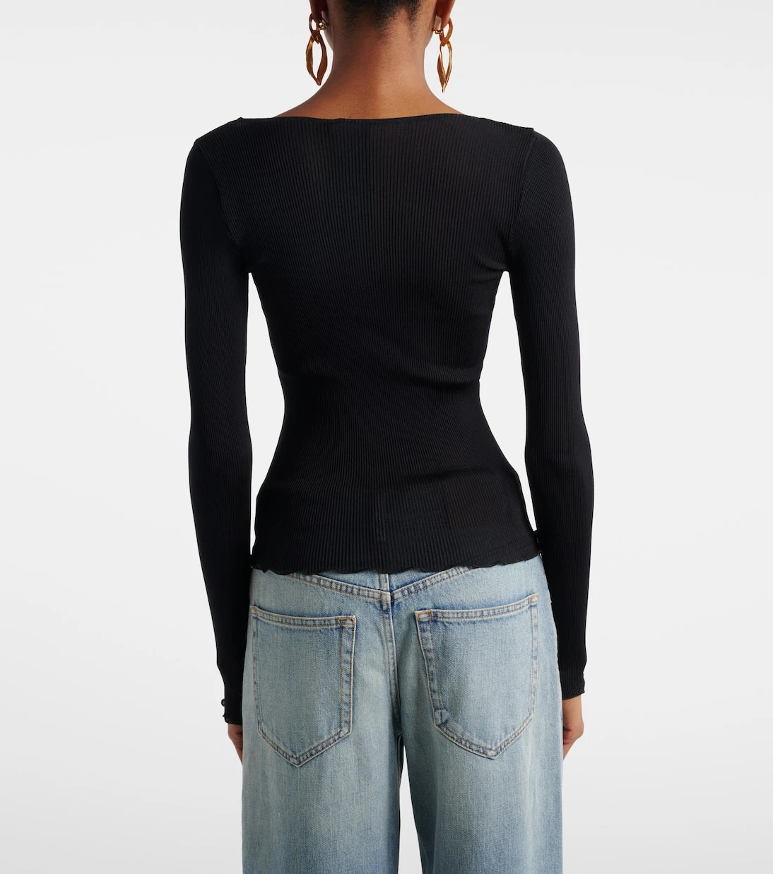 Saint Laurent - Ribbed-knit silk top