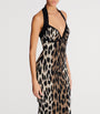 Balmain Brown Leopard Jacquard Midi Dress
