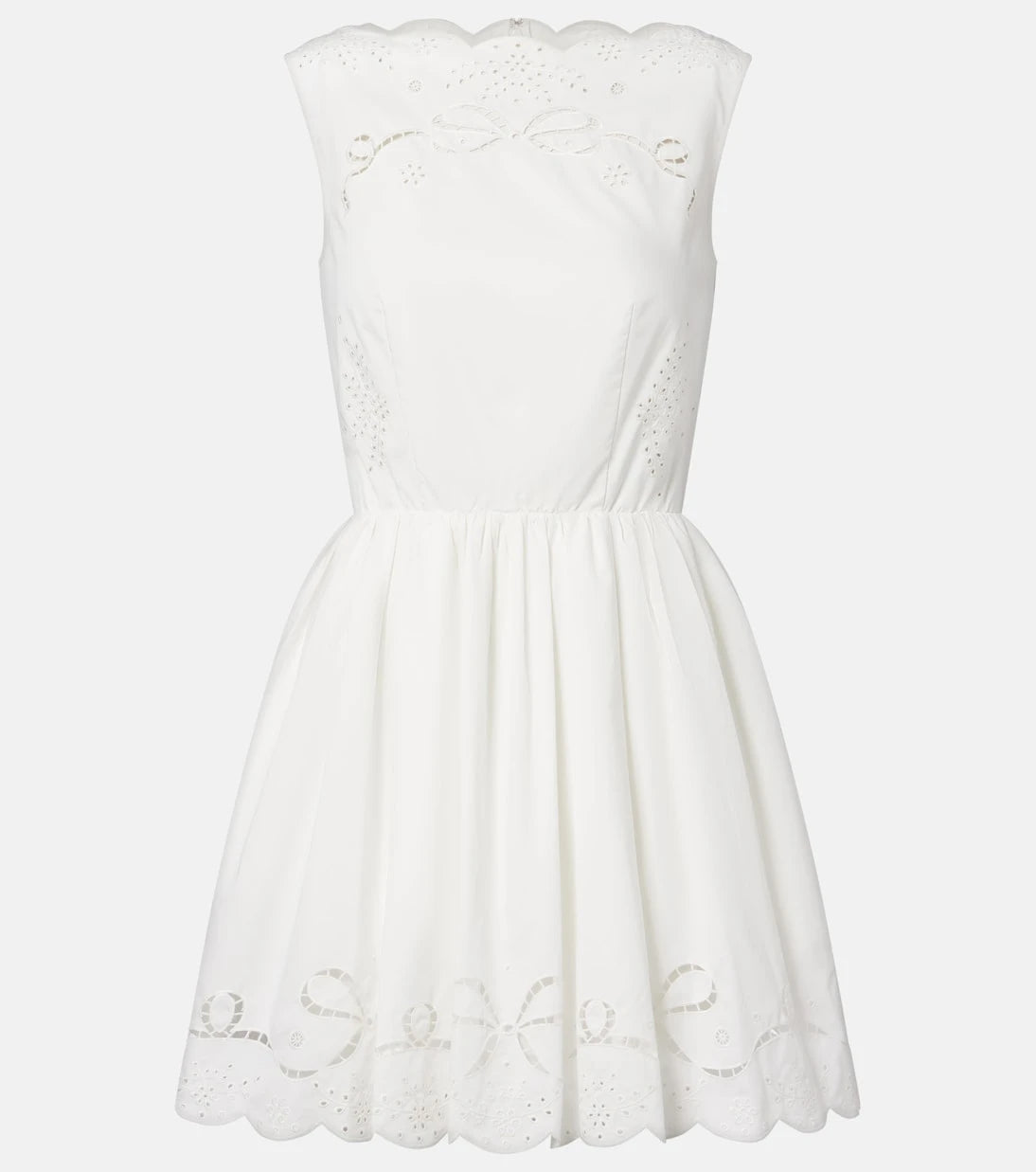 Self-Portrait - Embroidered cotton poplin minidress
