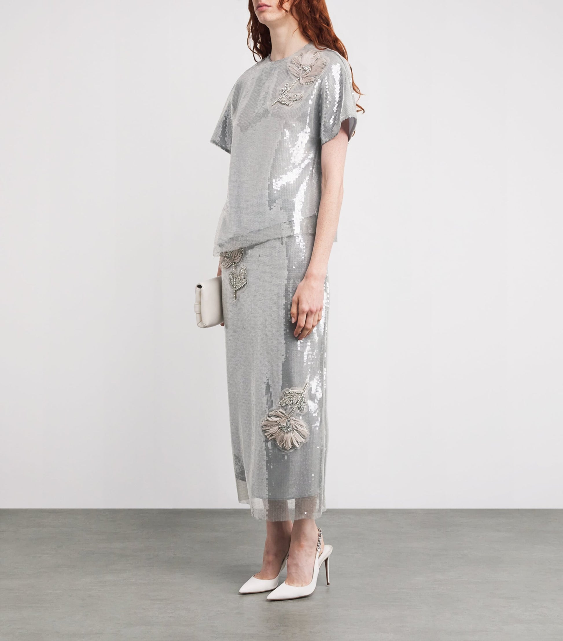 Silver Sequin Floral Sammie Top