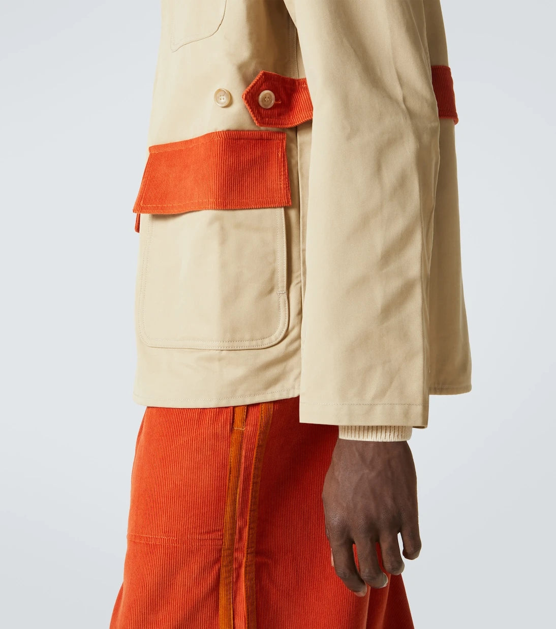 Bode - Corduroy-trimmed cotton twill field jacket