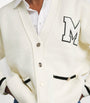 Maje White Monogram Appliqué Cardigan
