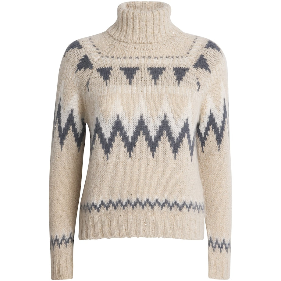 Wool-Blend Jacquard Knit Sweater SABBIA