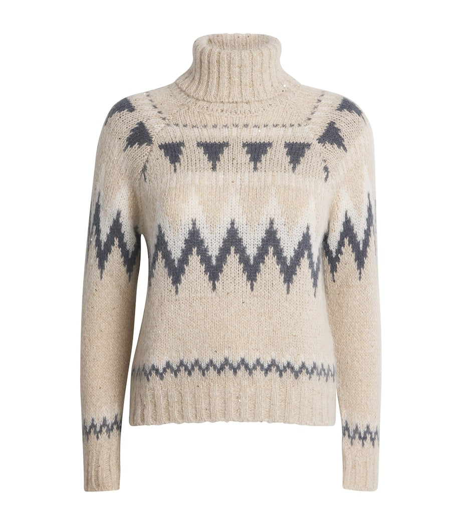 Wool-Blend Jacquard Knit Sweater SABBIA