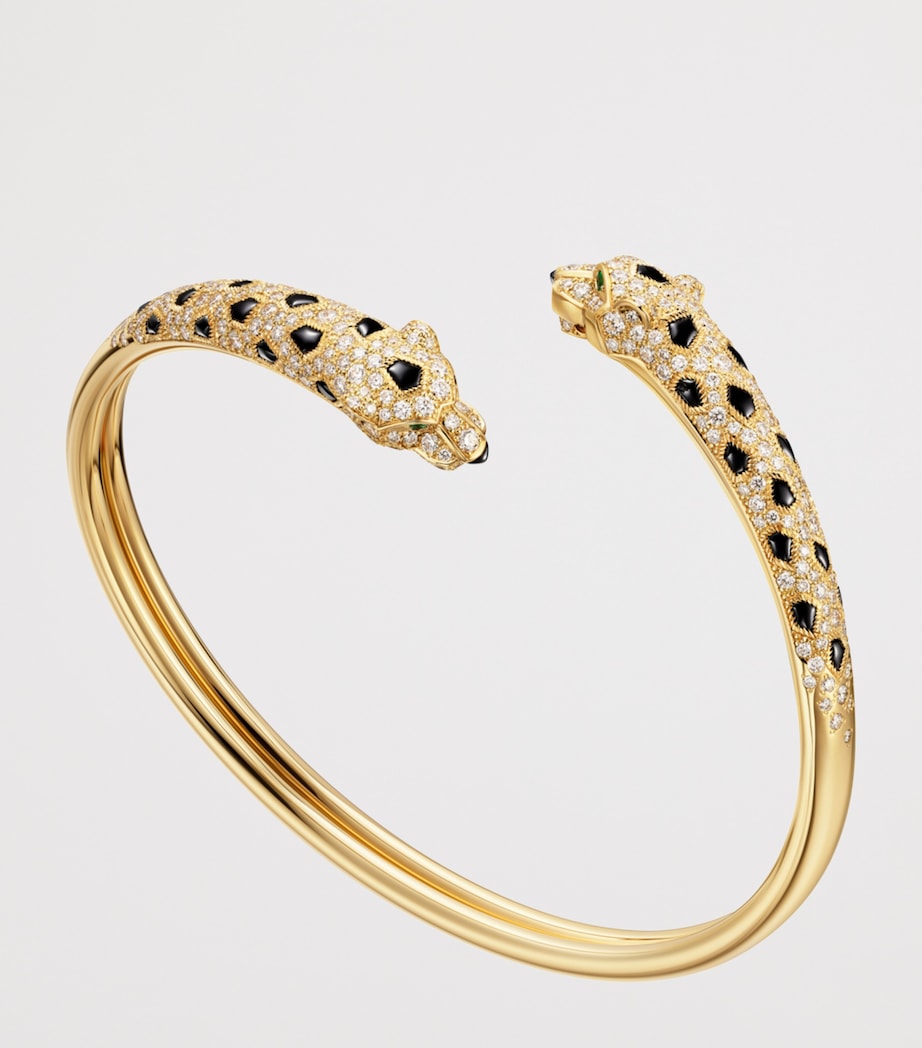 Yellow Gold, Diamond, Emerald and Onyx Panthère de Cartier Bracelet