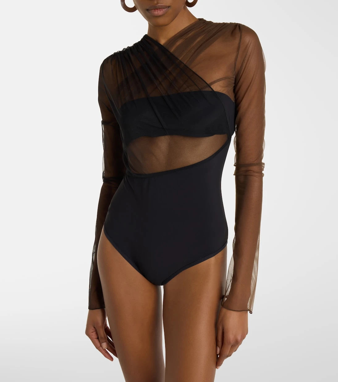 Nensi Dojaka - Cutout ruched sheer bodysuit